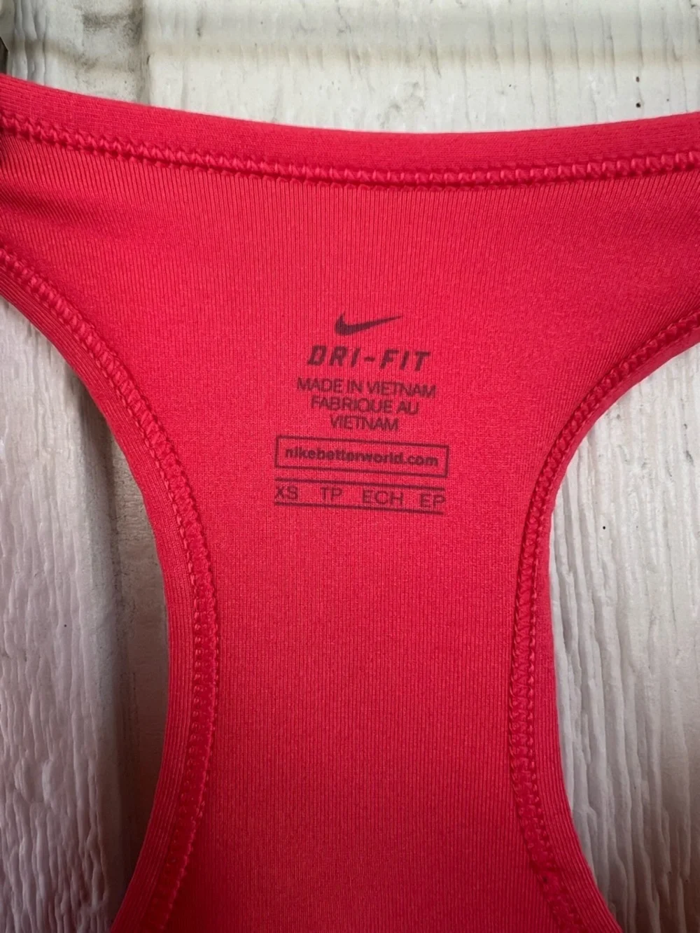 Nike Dri-FIT Neon Coral Sports Bra XS Racerback Athletic Activewear